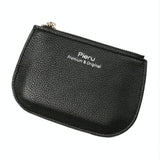 Ultra Thin Zippered Mini Wallet For Women Compact Coin Purse - Black