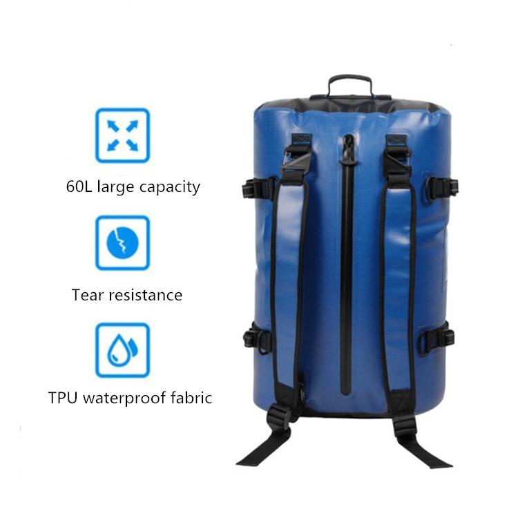 60L Waterproof Backpack For Swimming Diving Surfing Large Capacity Mountaineering Bag - Blue