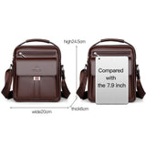 Large Capacity Men Retro Messenger Bag - Brown - Top-Down View