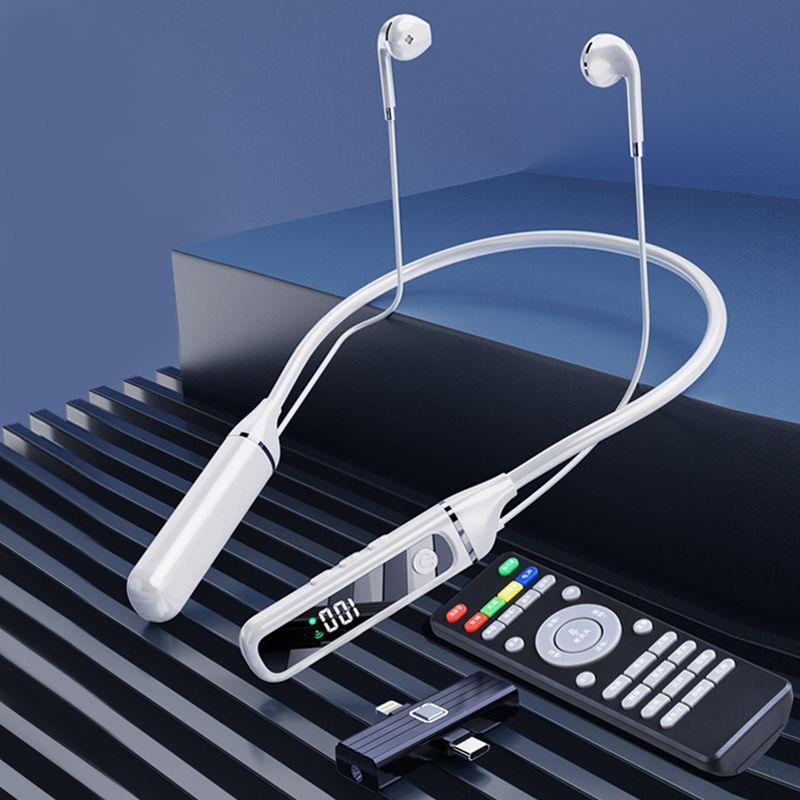 Wireless Sports Earphones with Bluetooth 5.3 and Built-in Sound Card - White