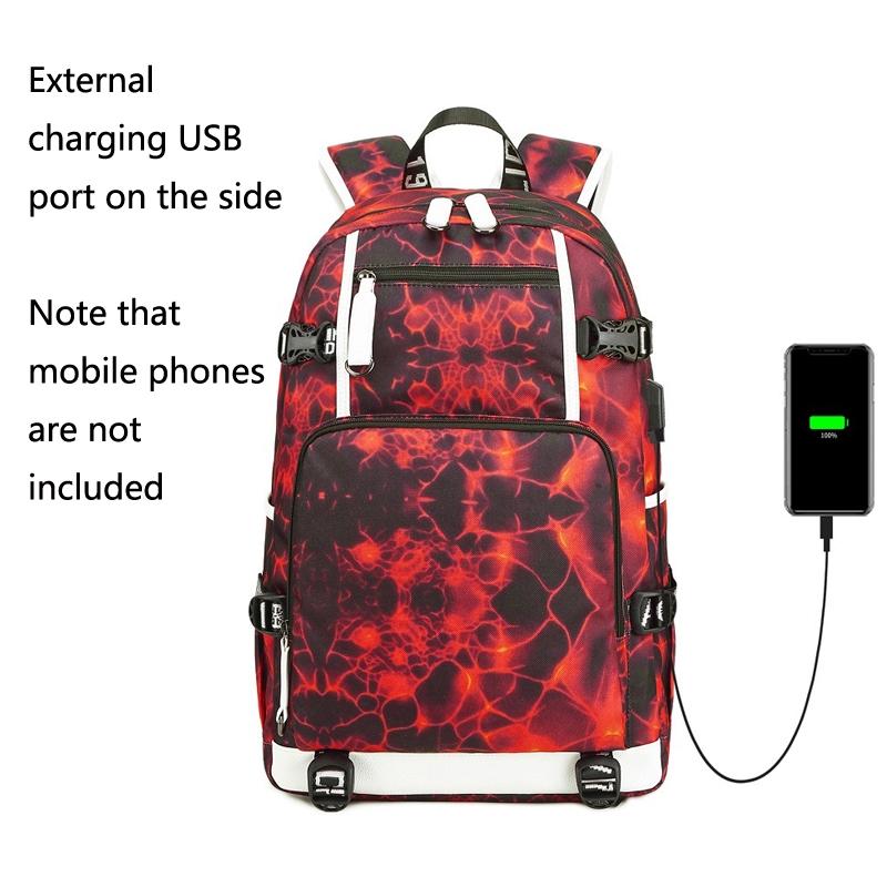 Student Waterproof Printed Backpack - Geometric Red