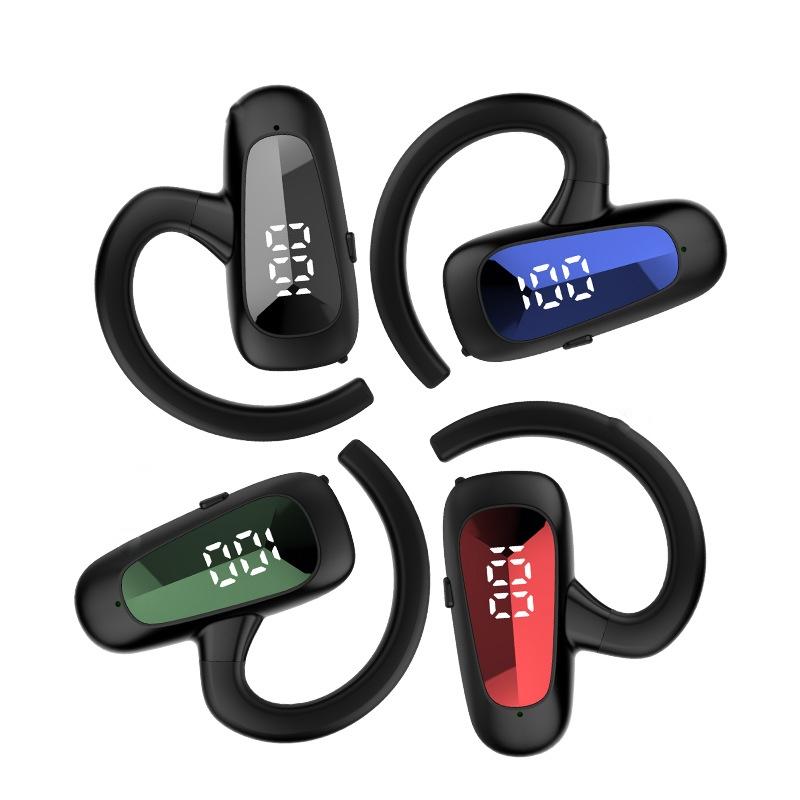 Digital Display Bluetooth Earphones - Bone Conduction Stereo - Red