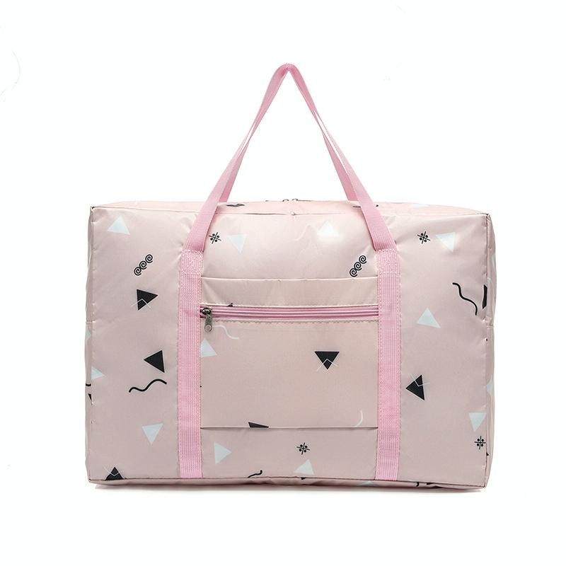 Waterproof Foldable Travel Bag - Compact & Durable - Navy Blue Flamingo