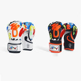 Kids' 6Oz Boxing Gloves For Training And Fighting - Graffiti Design - White - Side View