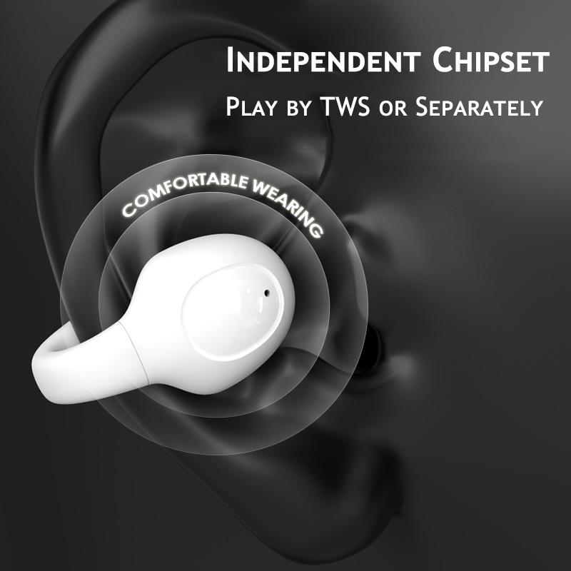 Wireless Bone Conduction Earbuds with Noise Reduction - Black