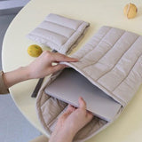 Lightweight Cotton Embroidery Inner Bag for Protection - Orange Pink - 9.7-11 Inch - Top-Down View