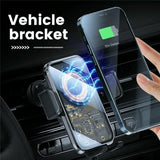 15w Fast Car Vent Wireless Charger with Intelligent Induction - Silver - 45-Degree Angle