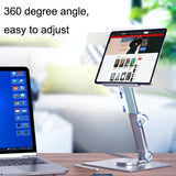 Portable Telescopic Desktop Phone Stand - Foldable & Rotating - Deep Grey - Rear View