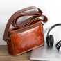 Men Brown Leather Shoulder Bag - Brown