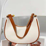 Stylish Crescent Shoulder Bag For Women - Black - Top-Down View