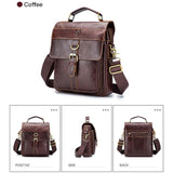 Retro Leather Men Shoulder Bag First Layer Cowhide - Yellow Brown - Side View
