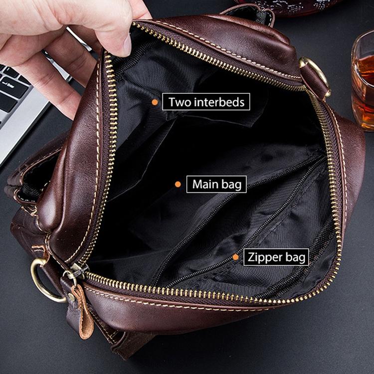 Retro Leather Men Shoulder Bag First Layer Cowhide - Yellow Brown