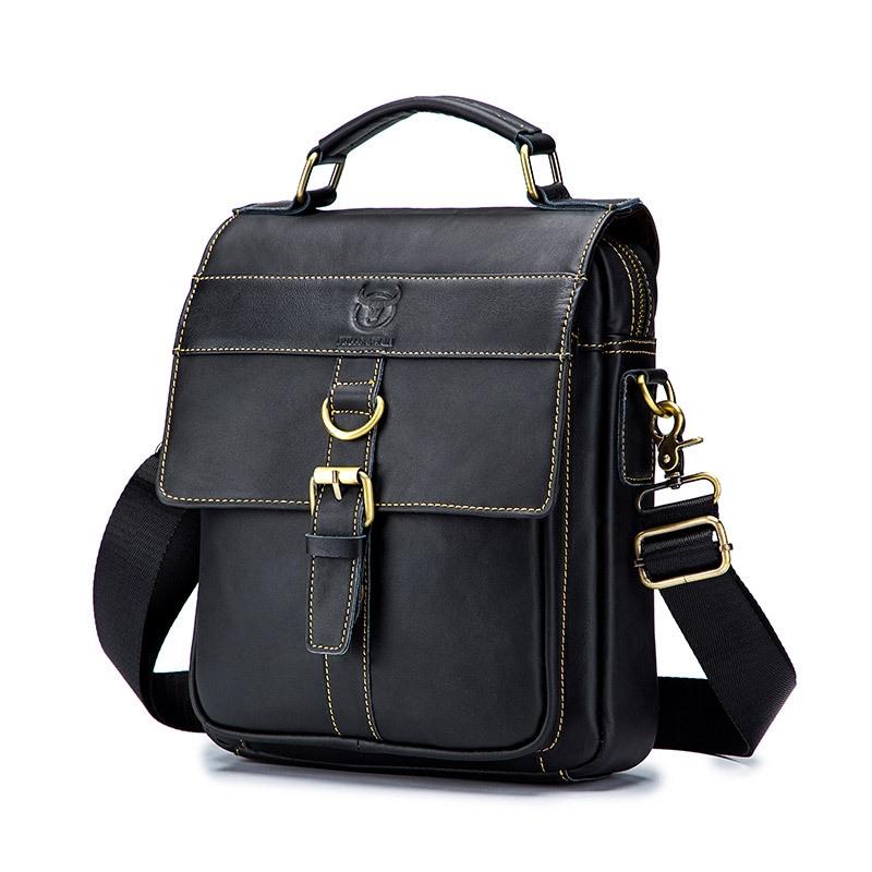 Retro Leather Men Shoulder Bag First Layer Cowhide - Yellow Brown