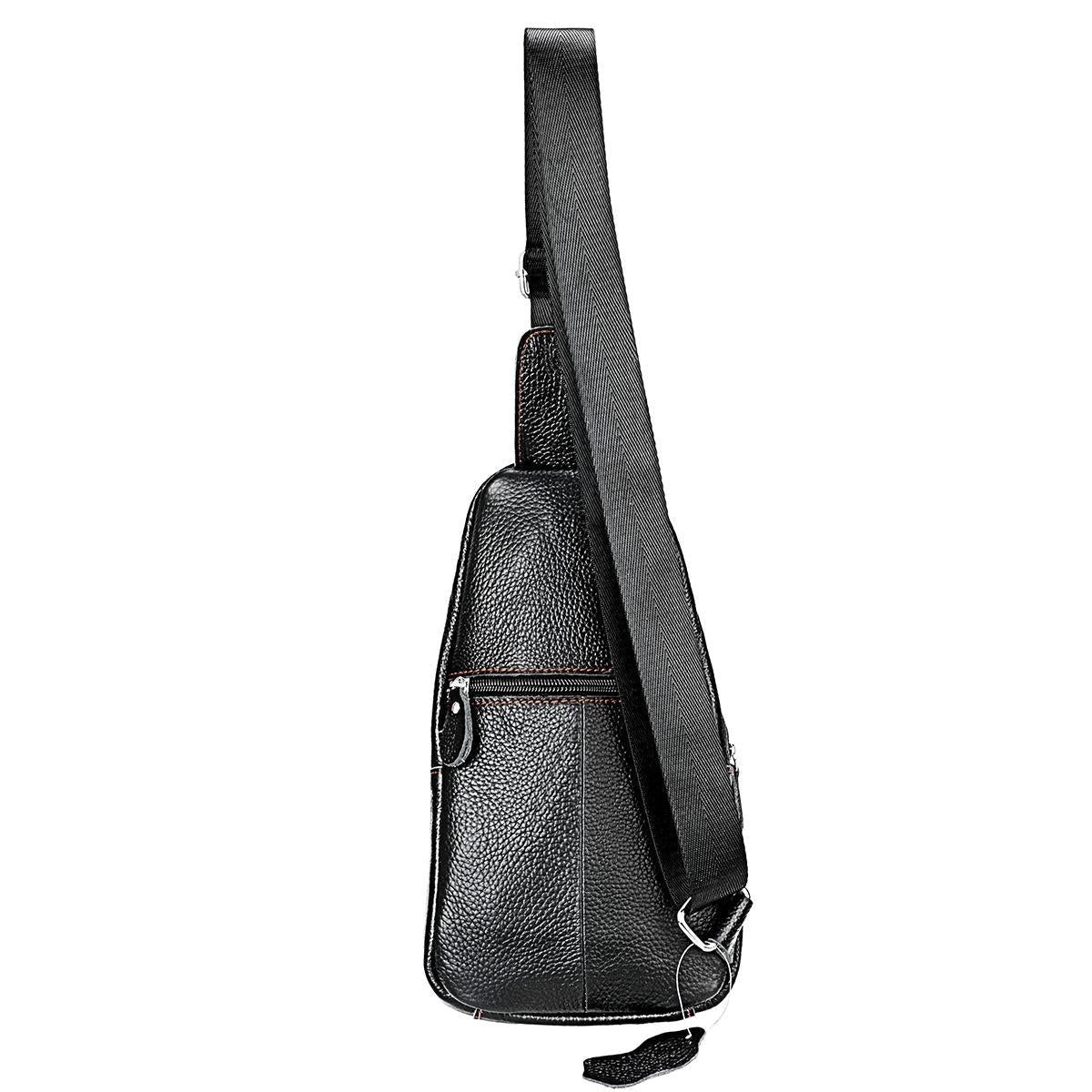 Stylish Genuine Leather Crossbody Chest Bag For Men And Women Functional And Versatile Design - Black