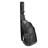 Stylish Genuine Leather Crossbody Chest Bag For Men And Women Functional And Versatile Design - Black - Top-Down View