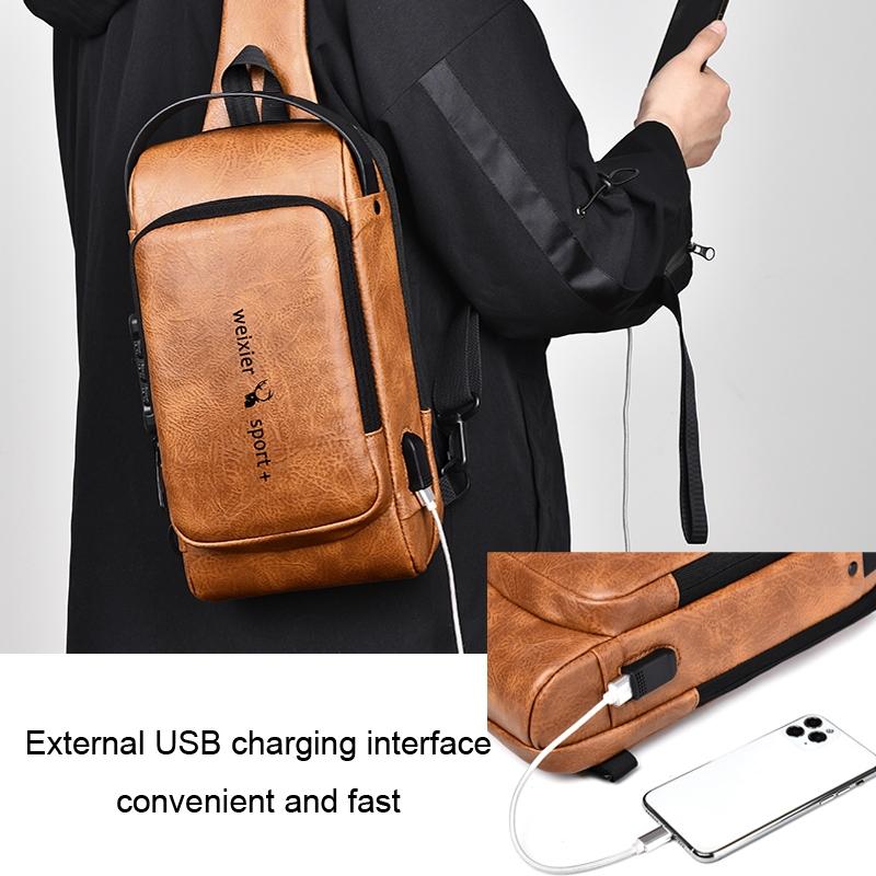 Waterproof Anti Theft Crossbody Backpack For Men - Light Brown