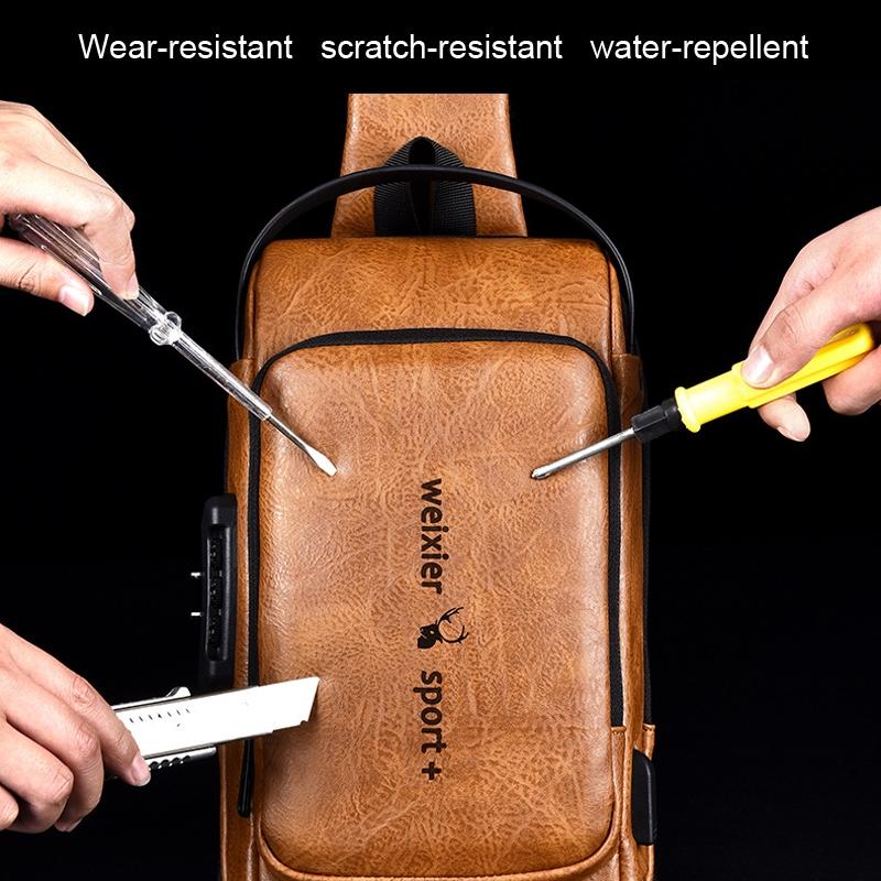 Waterproof Anti Theft Crossbody Backpack For Men - Light Brown