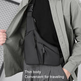 Leather Anti Theft Triangle Bag Secure Crossbody Chest Bag - Black - Top-Down View