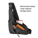 Leather Anti Theft Triangle Bag Secure Crossbody Chest Bag - Black - Low Angle