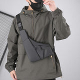 Leather Anti Theft Triangle Bag Secure Crossbody Chest Bag - Black - Extra Image