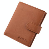 Men Vertical Coin Purse With Buckle And Zipper Card Holder And Driver License Protector - Brown - Front View