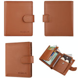 Men Vertical Coin Purse With Buckle And Zipper Card Holder And Driver License Protector - Brown - Top-Down View
