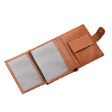 Men Vertical Coin Purse With Buckle And Zipper Card Holder And Driver License Protector - Brown - 45-Degree Angle