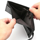 Men Vertical Coin Purse With Buckle And Zipper Card Holder And Driver License Protector - Brown - Close-Up Angle