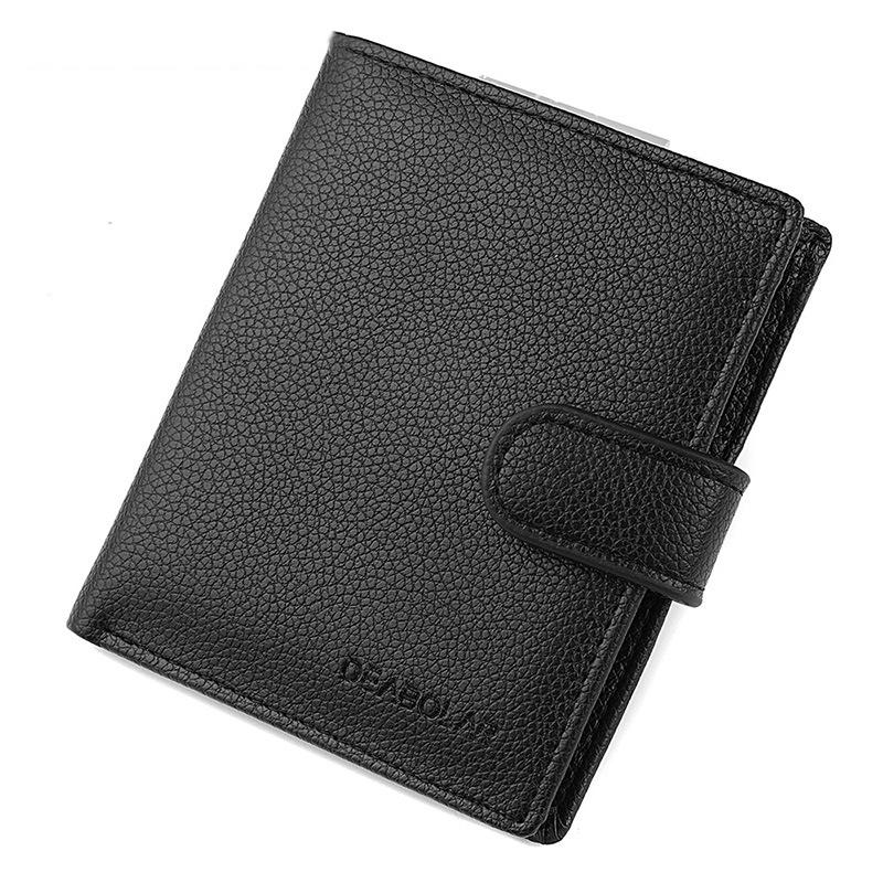 Men Vertical Coin Purse With Buckle And Zipper Card Holder And Driver License Protector - Brown