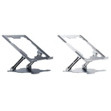 Foldable Laptop Stand - Hollow Design Heat-dissipating Flat Desktop - Moon Silver - Side View