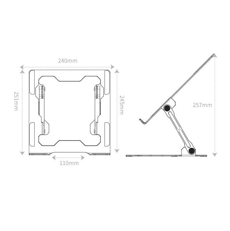 Foldable Laptop Stand - Hollow Design Heat-dissipating Flat Desktop - Moon Silver
