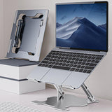Foldable Laptop Stand - Hollow Design Heat-dissipating Flat Desktop - Moon Silver - Low Angle