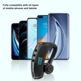Wireless Bluetooth Headset with Digital Display and Charging Bin - Blue - Top-Down View