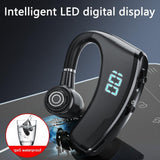 Wireless Bluetooth Headset with Digital Display and Charging Bin - Blue