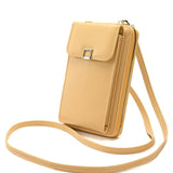 Women Cross Body Phone Purse With Long Strap - Yellow - Top-Down View
