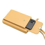 Women Cross Body Phone Purse With Long Strap - Yellow - 45-Degree Angle