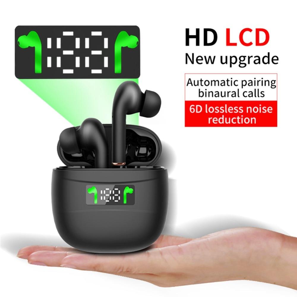 Waterproof Wireless Bluetooth Earbuds with Led Display and Hifi Sound - White