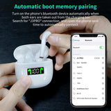 Waterproof Wireless Bluetooth Earbuds with Led Display and Hifi Sound - White
