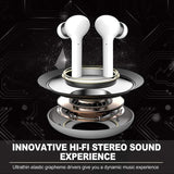 Waterproof Wireless Bluetooth Earbuds with Led Display and Hifi Sound - White