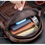 Retro Leather Shoulder Bag For Men Large Capacity - Brown