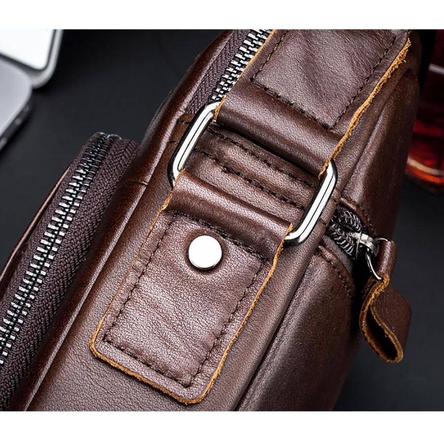 Retro Leather Shoulder Bag For Men Large Capacity - Brown