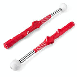 Indoor Golf Swing Practice Stick with Sound Assistant - Red - Top-Down View