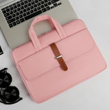 13-13.3 Inch Pink Pu Waterproof Laptop Bag - Durable and Stylish - Front View