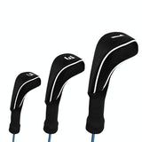 3-in-1 Golf Club Cover Set - No.1 No.3 No.5 - Black - Low Angle