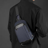 Waterproof Men Chest Bag Multifunctional Shoulder Crossbody For Riding And Casual Use - Grey - Top-Down View