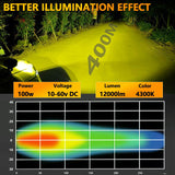 35W / 4000Lm / 6000K / Dc 9 - 30V Car 5 Inch Square Work Light - Yellow - Top-Down View