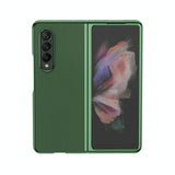 For Samsung Galaxy Z Fold4 5G Leather Folding Phone Case - Electroplated Finish - Blue - Front View