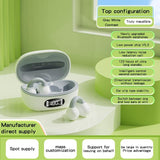 Wireless Clip-on Earphones with Charging Case - White + Gray - Side View