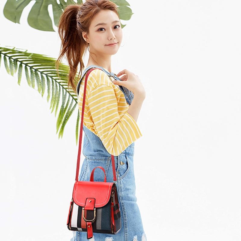 Stylish Ladies Leather Backpack - Soft Pu Material - Red Wine