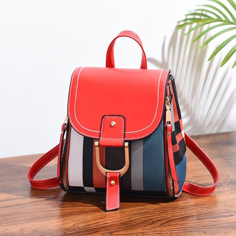 Stylish Ladies Leather Backpack - Soft Pu Material - Red Wine
